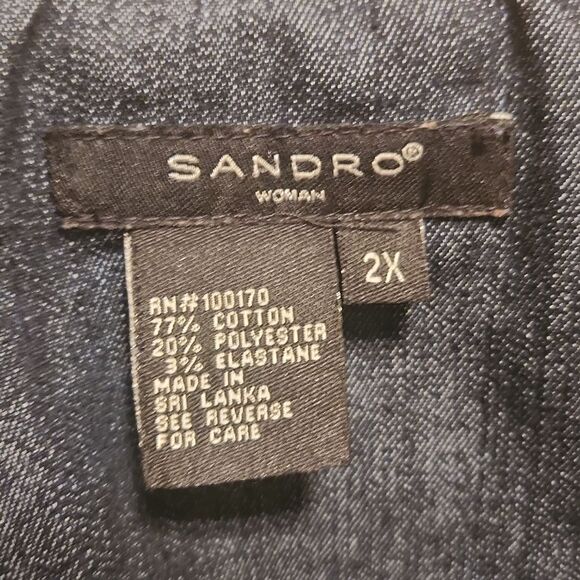 Sandro Woman Blue Denim Jacket w/ Cargo Pockets Size 2XL - Picture 7 of 9